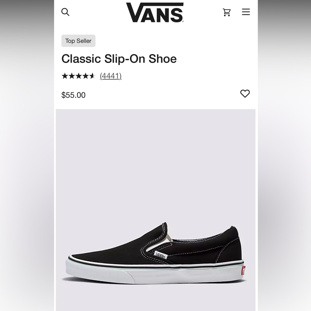 Vans classic slip-on, black, men’s size 10